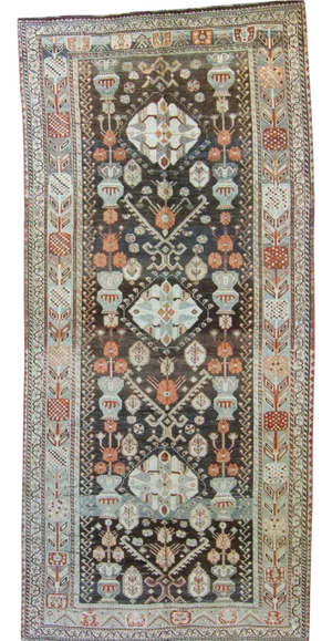 1920s Vintage Caucasian Karabagh Vase Wool Pile Handwoven Rug