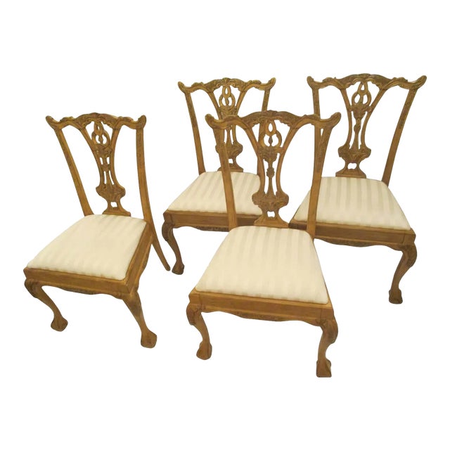 Vintage Mid Century Chinese Chippendale Dining Chairs - Set of 4 For Sale