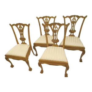 Vintage Mid Century Chinese Chippendale Dining Chairs - Set of 4