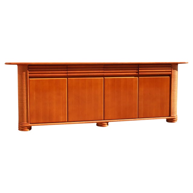Bamboo & Wood Sideboard from Roberti Rattan, Italy, 1970s For Sale