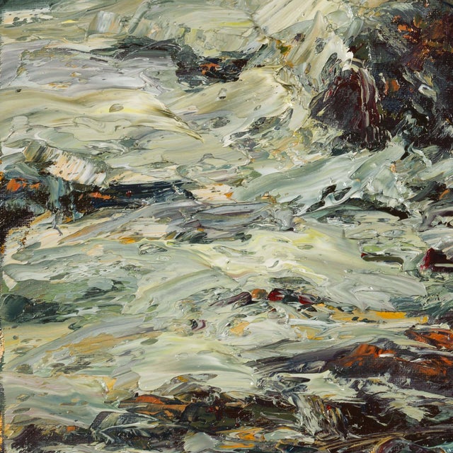 Early 21st Century Coastal Cascais by Sparky LeBold | Oil on canvas of crashing waves on rocky shore. For Sale - Image 5 of 5