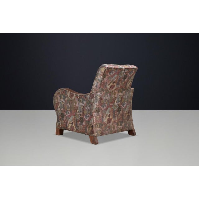 Dutch Art Deco Lounge Chair with Sculptural Walnut Arms, 1930s For Sale - Image 9 of 14