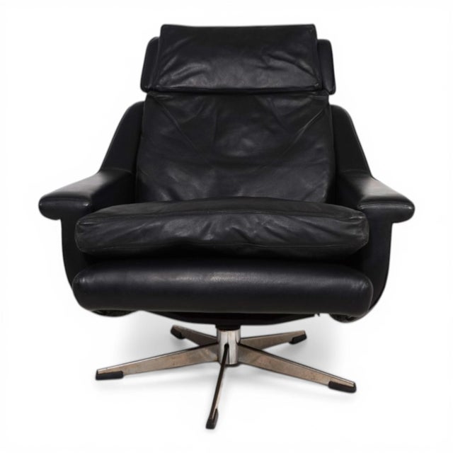 Animal Skin ESA 802 Lounge Chair in Black Leather by Werner Langenfeld, 1970 For Sale - Image 7 of 18