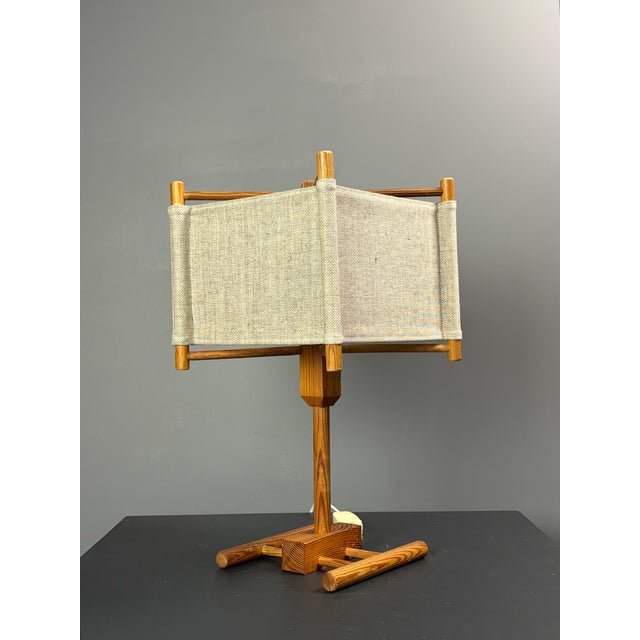 Mid-Century Modern Scandinavian Pine Table Lamp with Square Fabric Shade, 1970s For Sale - Image 14 of 15