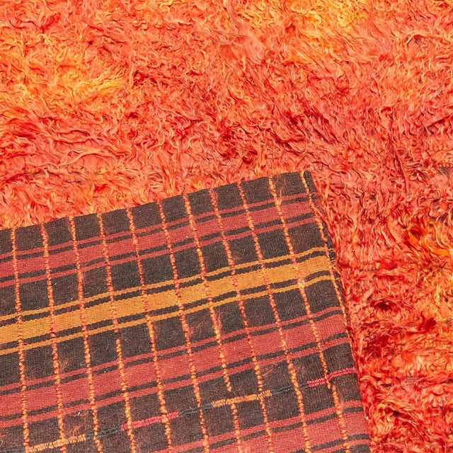 Turkish Hand Knotted Orange Wool Rug, 1980s For Sale - Image 3 of 18