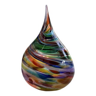 Handblown Art Glass Vase by David Goldhagen For Sale