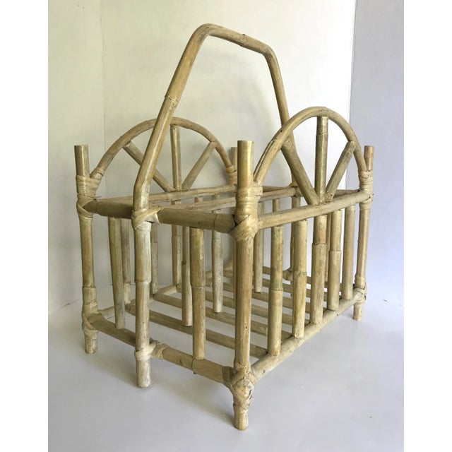 Chinoiserie Vintage Asian Chinoiserie Bamboo Magazine Rack For Sale - Image 3 of 6