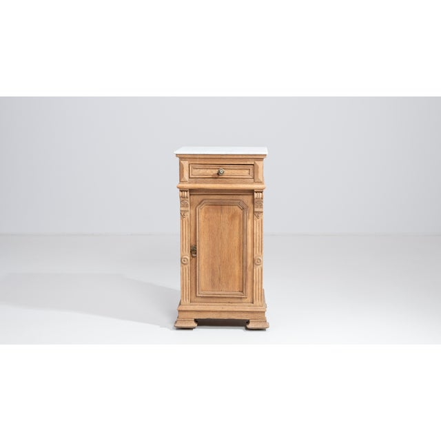 Early 20th Century French Oak Marble-Top Side Table For Sale - Image 15 of 15