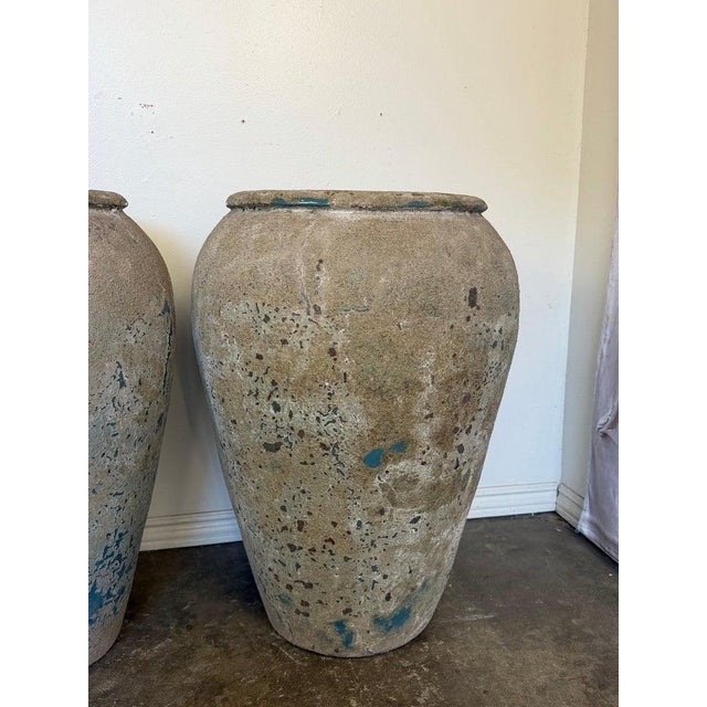 French Provincial Pair of Monumental Antique Water Jars - Large With Original Turquoise Glaze For Sale - Image 3 of 15