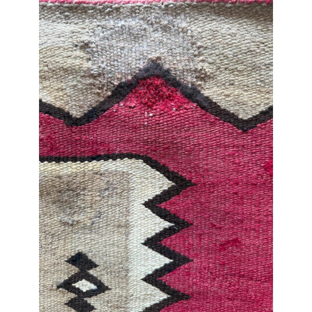 1920s Navajo Rug Red Field with Diamond & Serrated Border, Handwoven Southwesten For Sale - Image 11 of 18