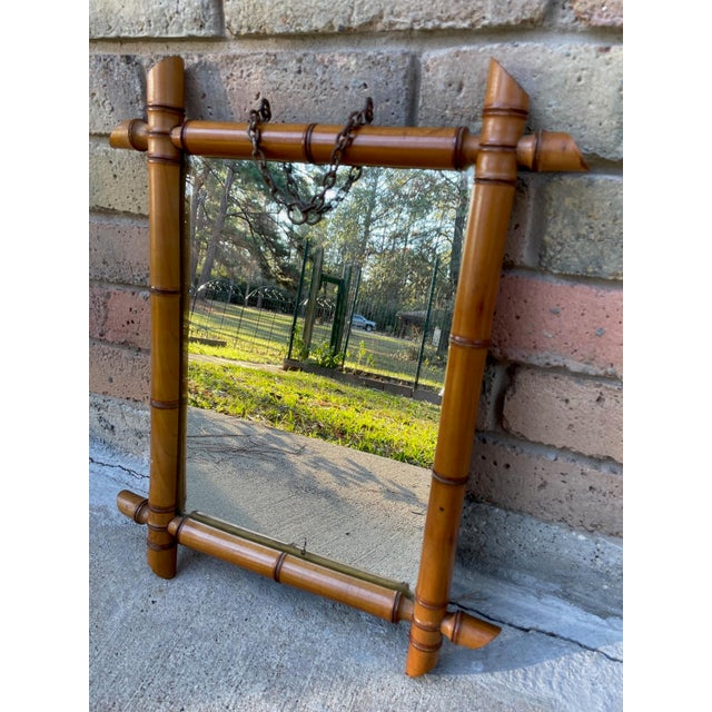 Early 1900s Antique French Faux Bamboo Wall Mirror For Sale - Image 4 of 16