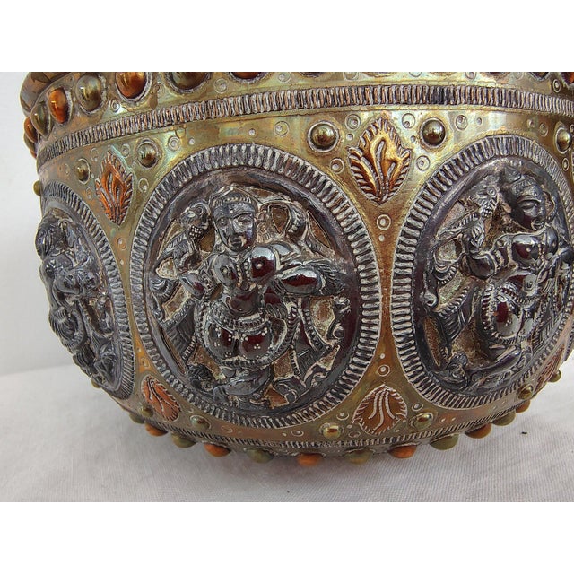 Antique 19th Century Thanjavur Mixed-Metal Bowl With Silver and Copper Overlays For Sale - Image 4 of 4