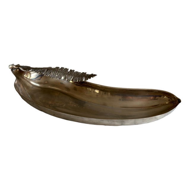 Vintage Hollywood Regency Silver-Plated Banana-Shaped Tray, Italy, 1970s For Sale