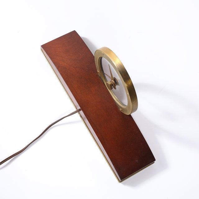 Mid-Century Jefferson Golden View Electric Brass, Glass & Walnut Mystery Clock For Sale - Image 12 of 16