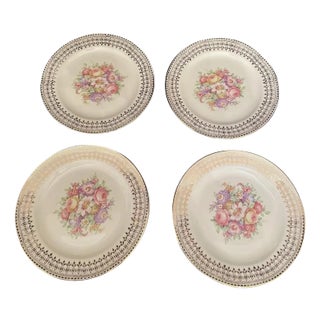 Mid 20th Century 22k Dessert Plates by Edwin M Knowles China Co- Set of 4 For Sale