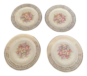 Mid 20th Century 22k Dessert Plates by Edwin M Knowles China Co- Set of 4