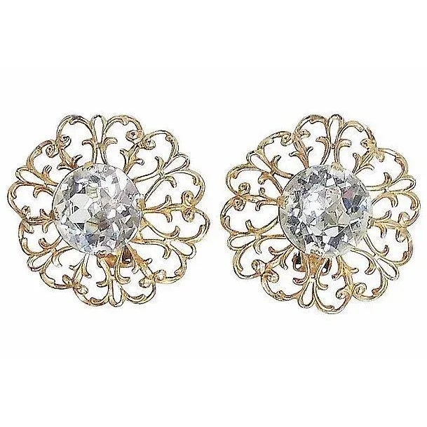 Vintage 1950s Signed Napier Rhinestone Clip Earrings - 2 Pieces For Sale In Philadelphia - Image 6 of 6