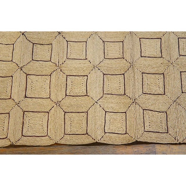 1950s Beige Cream Vintage Geometric Reed American Knotted Mid Century Modern Rug For Sale In New York - Image 6 of 7