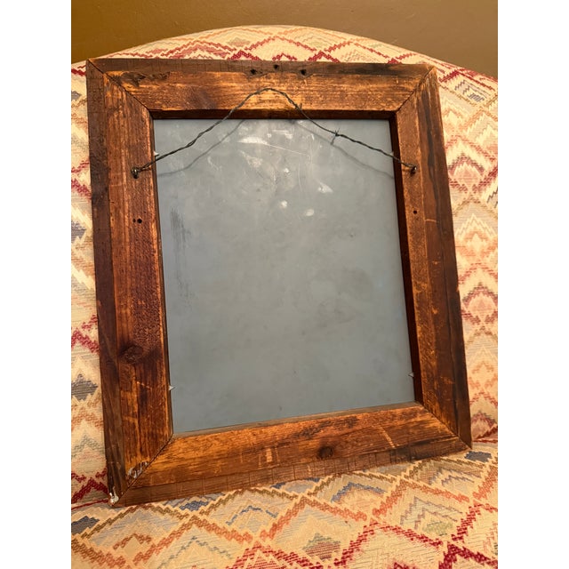 Antique Mahogany Wood Beveled Wall Mirror Two Tone Folk Art Border Ca 1870 For Sale - Image 6 of 11