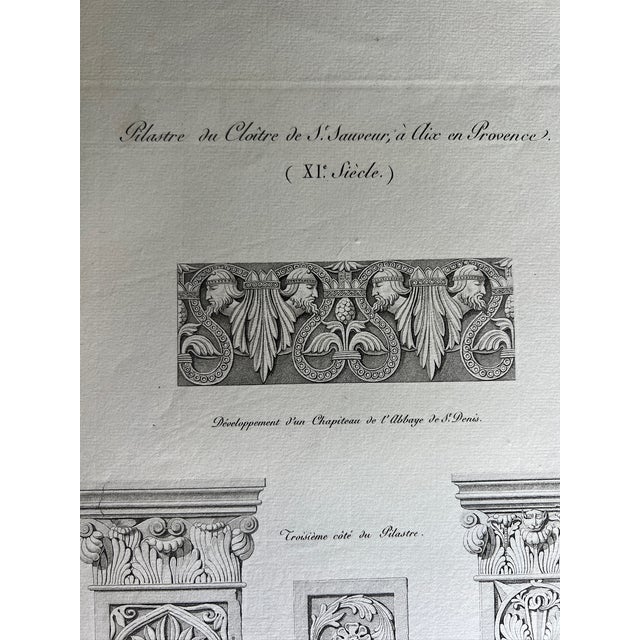 Mid 19th Century Etching Reproduction of French Cloister Pilaster by Nicolas Xavier Willemin (1839) For Sale - Image 5 of 6