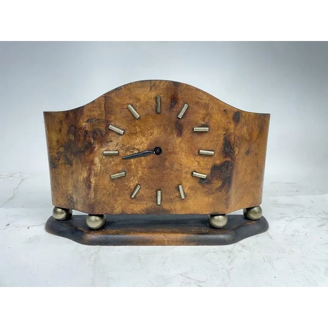 Art Deco Walnut Mantel Clock, 1930s For Sale - Image 11 of 11