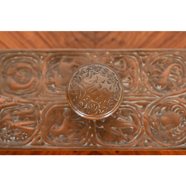 Tiffany Studios New York "Zodiac" Bronze Rocker Blotter and Blotter Ends, Circa 1910 For Sale - Image 10 of 13
