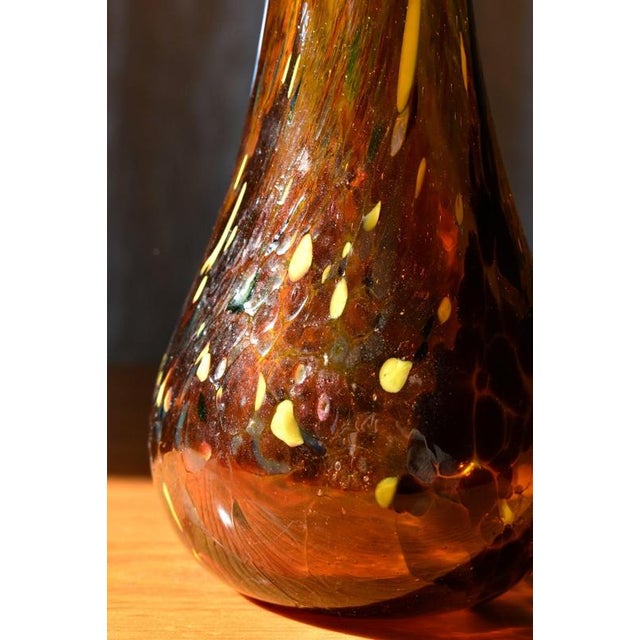 1990s Free-Form Amber Art Glass Vase by Gyula Budveszel, Hungary, 1990s For Sale - Image 5 of 6