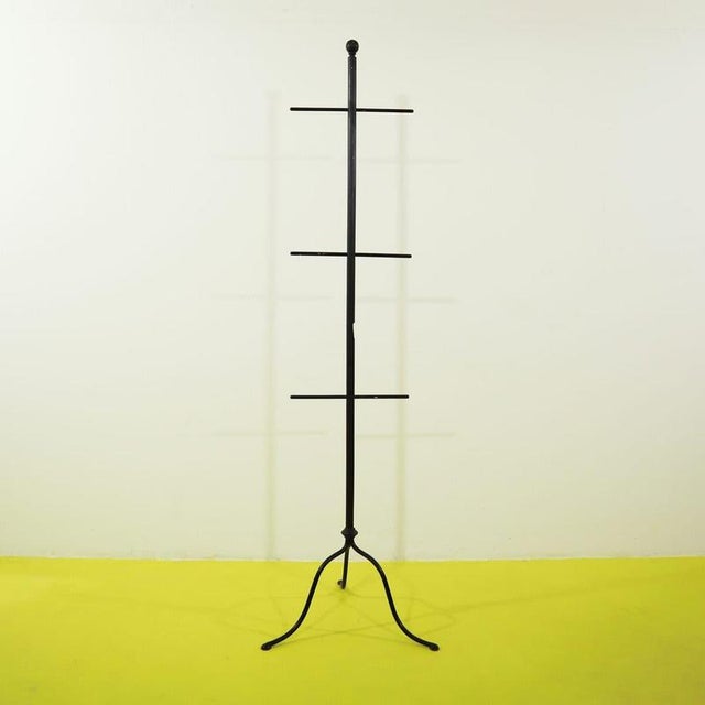 Black Metal Tripod Floor Coat Rack For Sale - Image 9 of 9