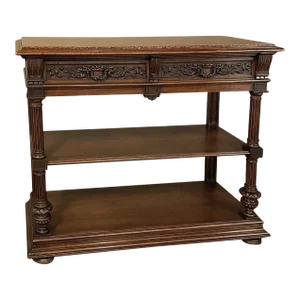 19th Century French Henri II Neoclassical Walnut Marble Top Dessert Buffet
