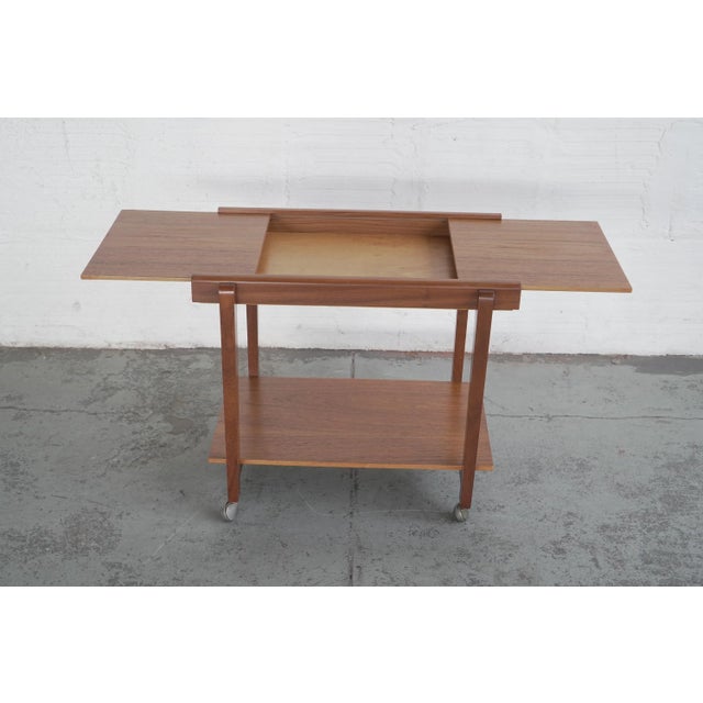 Teak expandable serving cart. No maker's marks; possibly by Poul Hundevad.