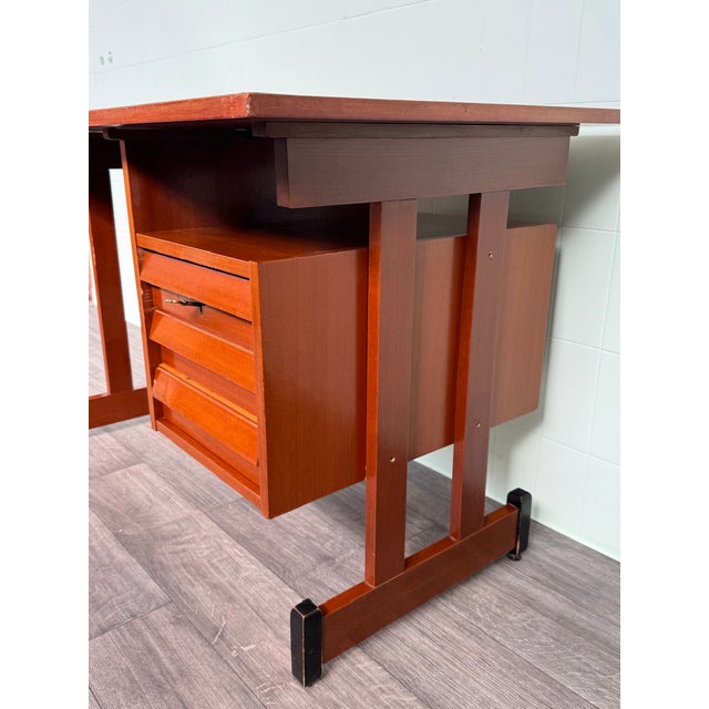 Wood Mid-Century Italian Teak Desk with Chest of Drawers, 1960s For Sale - Image 7 of 17