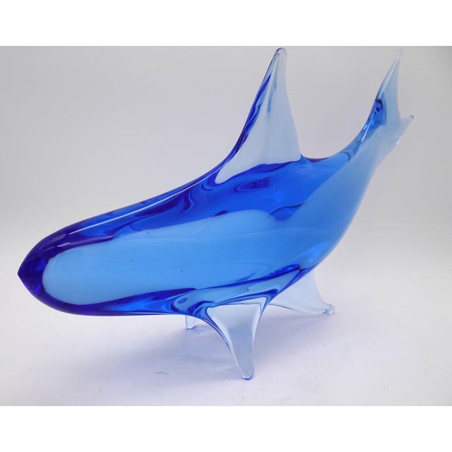Blue Vintage Murano Glass Shark in Cobalt Blue, 1980s For Sale - Image 8 of 9