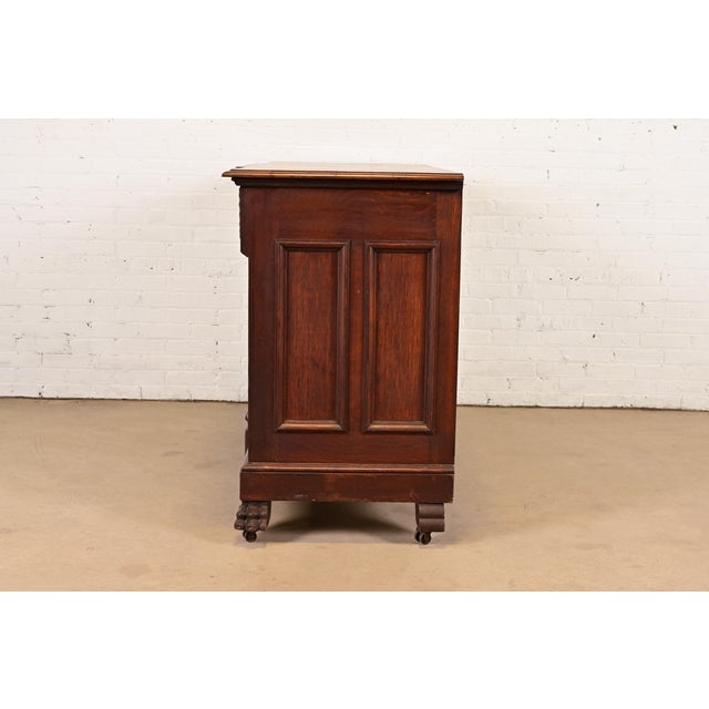 Brown R. J. Horner Renaissance Revival Carved Oak Sideboard or Bar Cabinet, Circa 1890s For Sale - Image 8 of 10