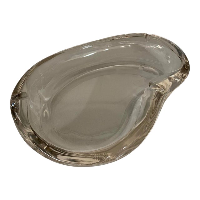 Mid 20th Century Large Glass Kidney Shaped Ashtray For Sale
