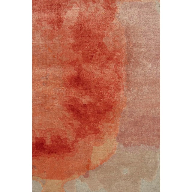 Rug & Kilim’s Abstract Rug in Peach Watercolor Pattern For Sale In New York - Image 6 of 7