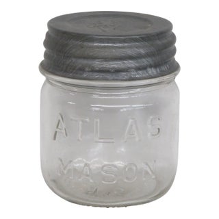 Hazel Atlas Mason Jar Small Clear Glass With Metal Zinc Ball Lid 5083c For Sale