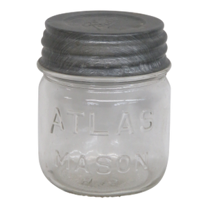 Hazel Atlas Mason Jar Small Clear Glass With Metal Zinc Ball Lid 5083c