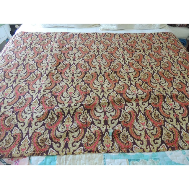 Vintage Brown and Red Sarong Batik Fabric Panel For Sale In Tampa - Image 6 of 7