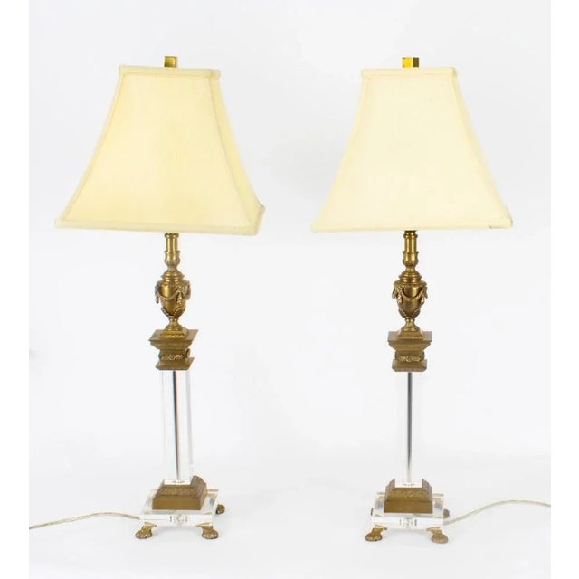 Corinthian Column Ormolu & Glass Table Lamps, Mid-20th Century, Set of 4 For Sale - Image 18 of 18