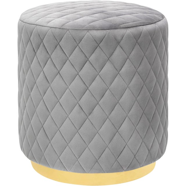 2020s Abir Grey Velvet Ottoman For Sale - Image 5 of 5