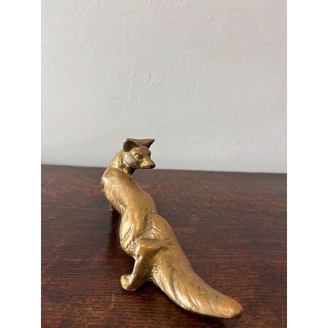 Vintage English Brass Fox For Sale - Image 4 of 5
