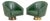 Borgade Green Leather Swivel Tub Chairs, Pair For Sale