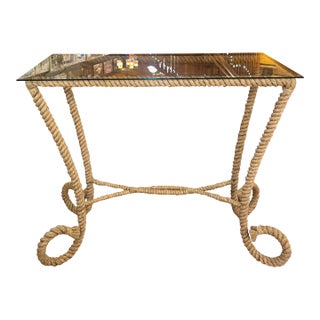 MCM Nautical Style Rope Table W/Glass Top For Sale