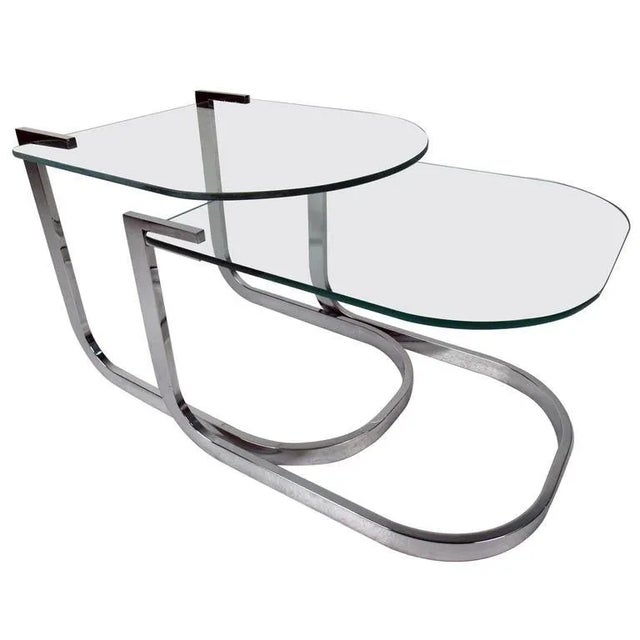 DIA - Design Institute America Modern Chrome and Glass Nesting Tables by Design Institute of America - a Pair For Sale - Image 4 of 10