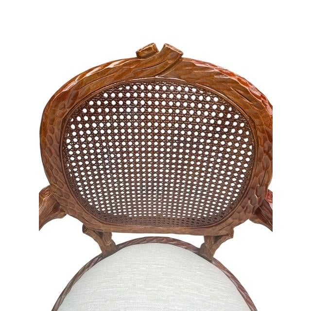Wood 1970s Restored French Provincial Cane Back Armchairs – Pair For Sale - Image 7 of 18