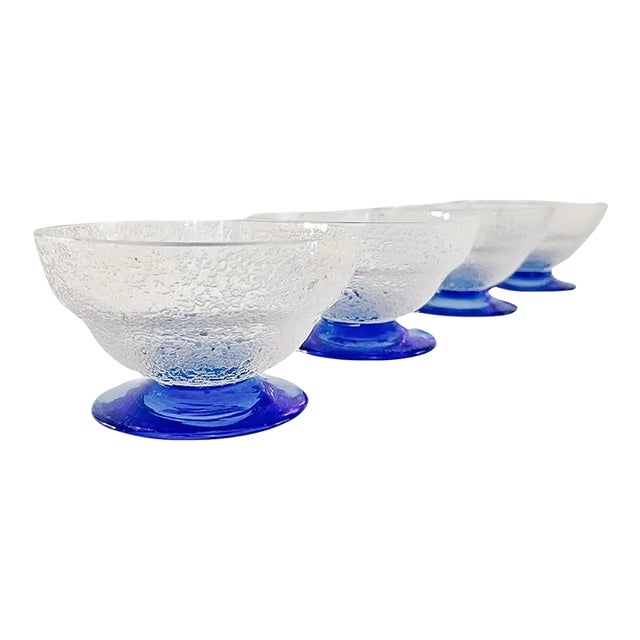 1960s Daum Nancy Art Deco Glass Coupes - Set of 4 For Sale