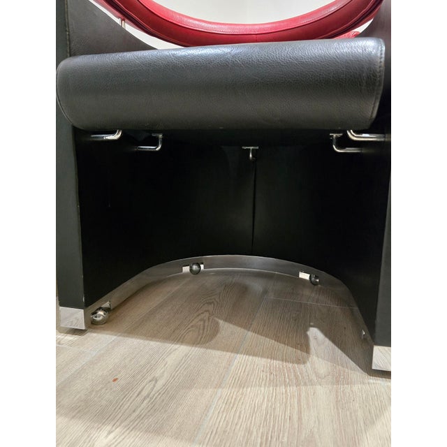 Armchairs in Black and Red Leather Chrome, 1980s, Set of 2 For Sale - Image 10 of 17