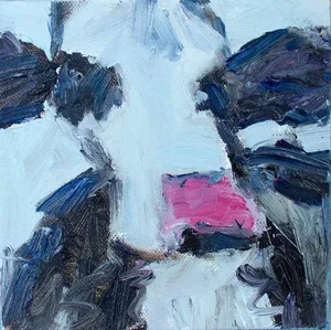 Abstract Cow (Black) Oil Painting by L Haas