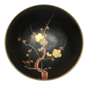 Vintage Japanese Guild Gold Hand Painted Lacquer Bowl