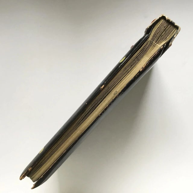 Paper Mid 20th Century Vintage Japanese Black Lacquer Pagoda Hand Painted Photo Album Scrapbook For Sale - Image 7 of 11